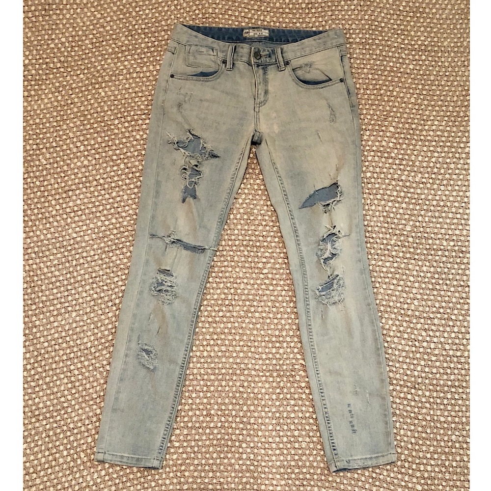Free People Low Rise Ripped Jeans - Picture 3 of 5